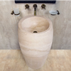 Troia Light Travertine Pedestal Stand-alone Sink Curved Honed (D)16