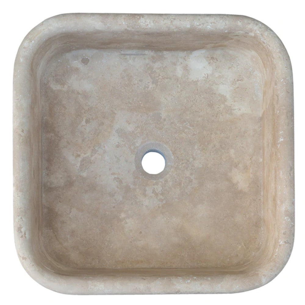 Troia Light Travertine Pedestal Stand-alone Sink Honed and Filled (W)15