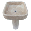 Light Travertine Pedestal Sink with Honed and Filled Finish Stand Alone 15x16x33.5 - 3-4 Weeks / (W)15" (L)16" (H)33.5" / Honed-Filled