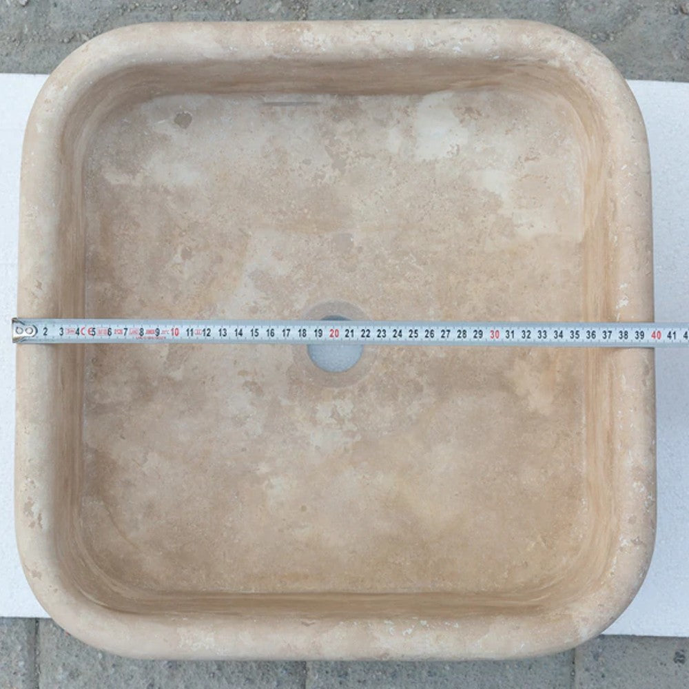 Troia Light Travertine Pedestal Stand-alone Sink Honed and Filled (W)15