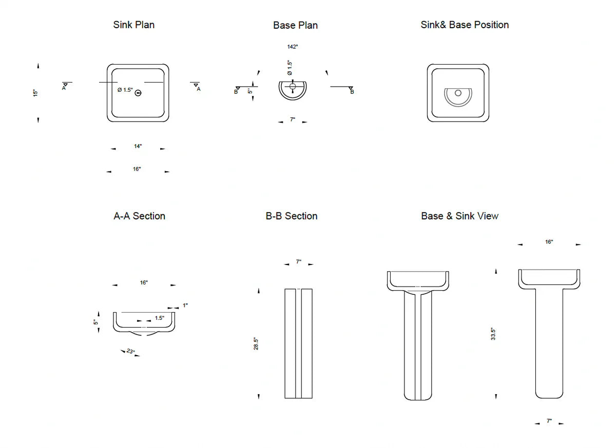 Troia Light Travertine Pedestal Stand-alone Sink Honed and Filled (W)15