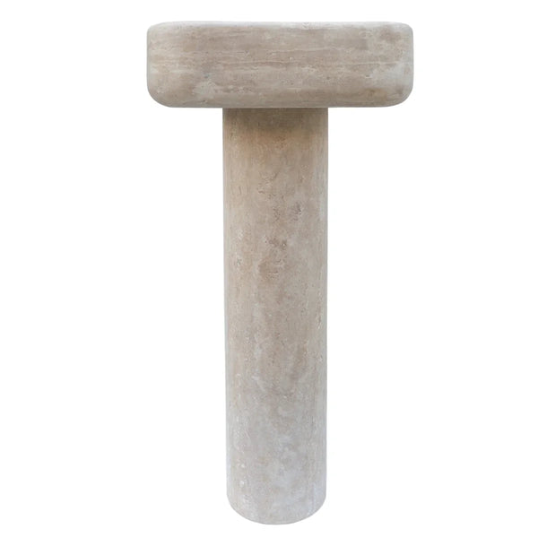 Troia Light Travertine Pedestal Stand-alone Sink Honed and Filled (W)15