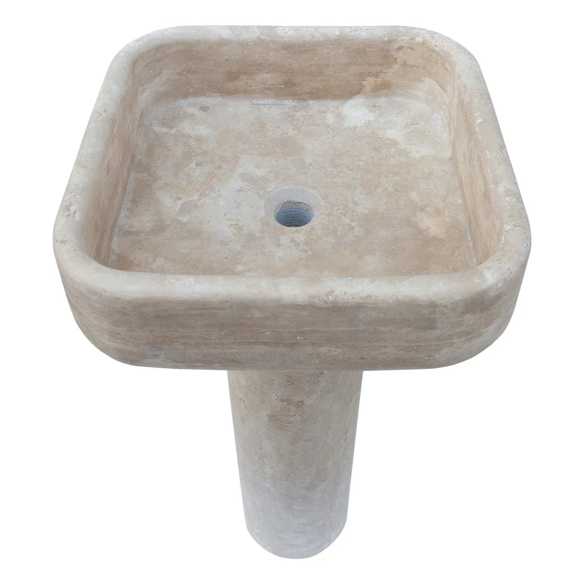Troia Light Travertine Pedestal Stand-alone Sink Honed and Filled (W)15
