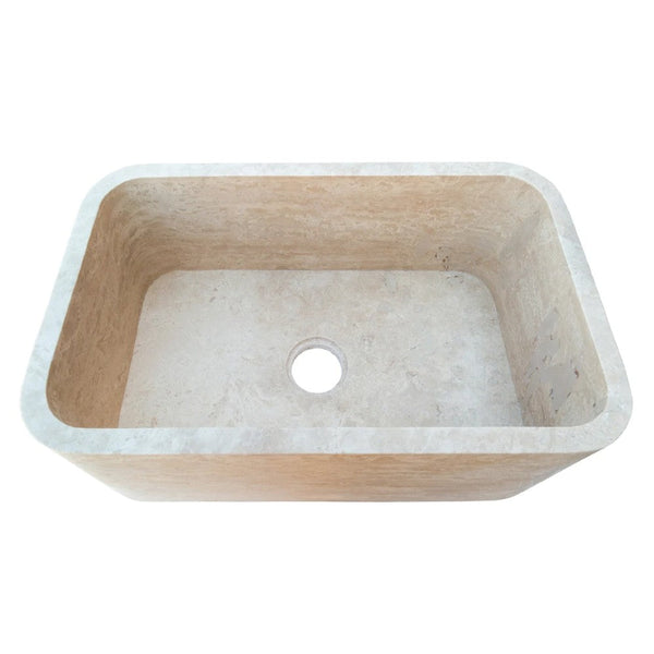 Troia Light Travertine Rectangular Farm Sink Honed and Filled (W)18