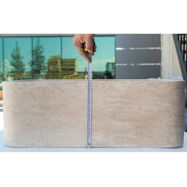 Troia Light Travertine Rectangular Farm Sink Honed and Filled (W)18