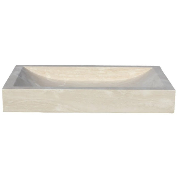 Troia Light Travertine Rectangular Vessel Sink Honed and Filled (W)16