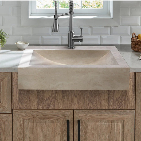 Troia Light Travertine Rectangular Sink Honed and Filled (W)18