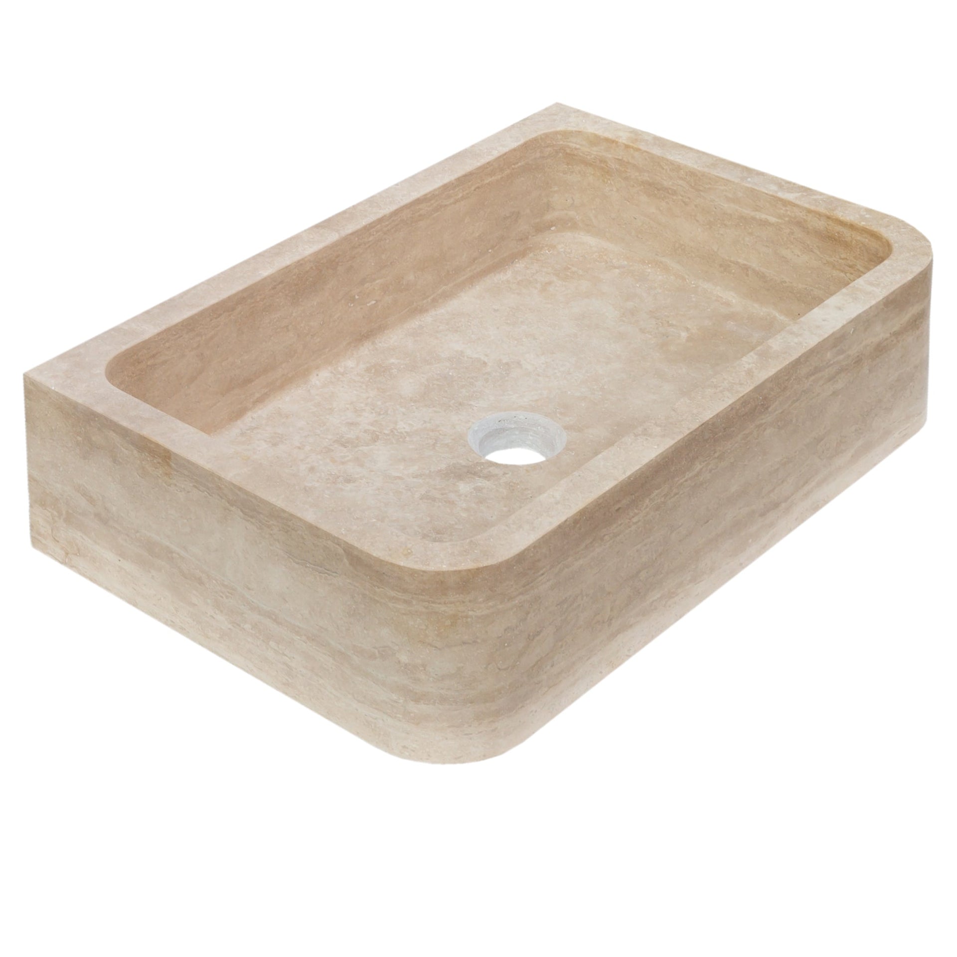 Troia Light Travertine Farmhouse Sink Honed and Filled (W)18