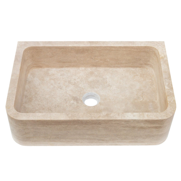 Troia Light Travertine Farmhouse Sink Honed and Filled (W)18