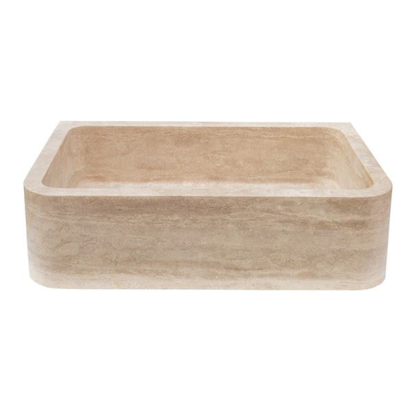 Troia Light Travertine Farmhouse Sink Honed and Filled (W)18