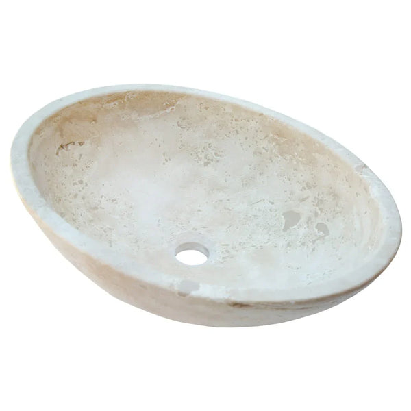 Troia Light Travertine Above Vanity Bathroom Oval Vessel Sink (W)16