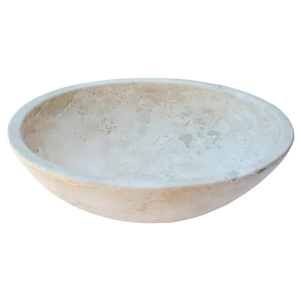 Troia Light Travertine Above Vanity Bathroom Oval Vessel Sink (W)16