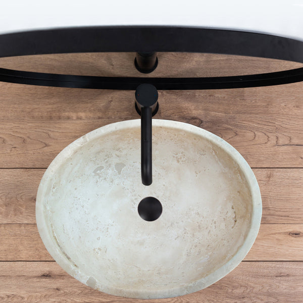 Troia Light Travertine Above Vanity Bathroom Oval Vessel Sink (W)16