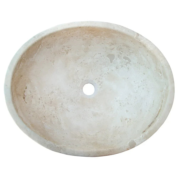 Troia Light Travertine Above Vanity Bathroom Oval Vessel Sink (W)16