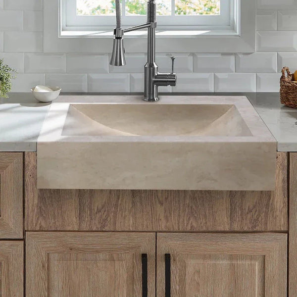 Troia Light Travertine Rectangular Kitchen Sink Honed (W)18