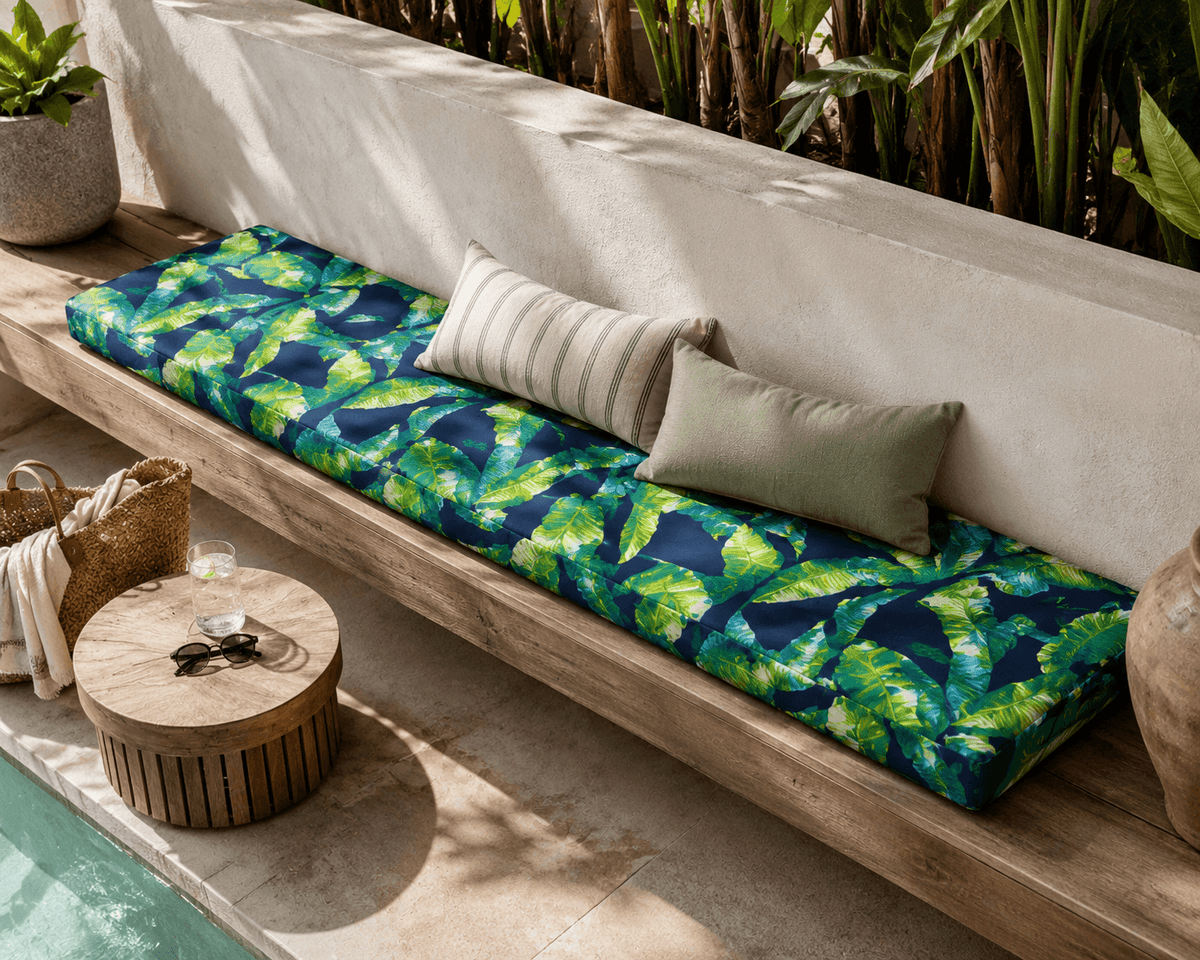 Green Banana Leaf Outdoor Seat Cushion Covers – 2 Pack | Patio Chair Replacement Covers | Fits IKEA Duvholmen