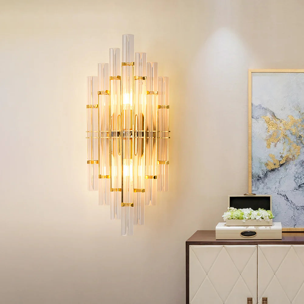 Tube Clear Crystal Wall Light