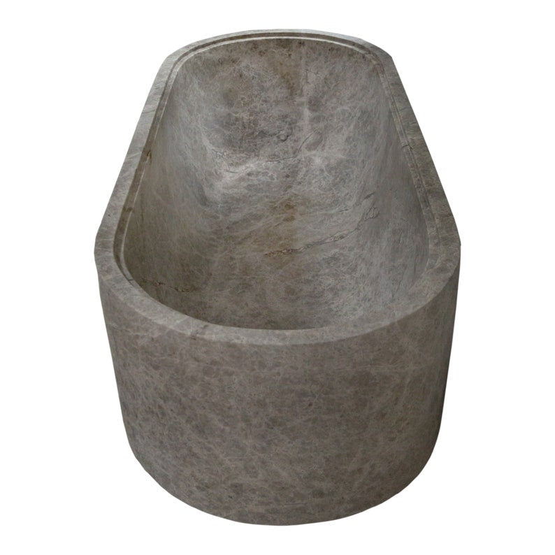 Tundra Gray Marble Bathtub Hand-carved from Solid Marble Block (W)29.5