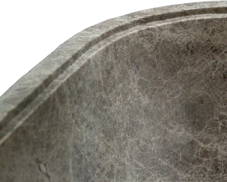 Tundra Gray Marble Bathtub Hand-carved from Solid Marble Block (W)29.5