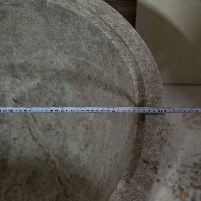 Tundra Gray Marble Bathtub Hand-carved from Solid Marble Block (W)29.5