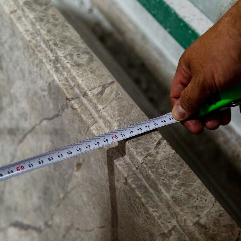 Tundra Gray Marble Bathtub Hand-carved from Solid Marble Block (W)29.5