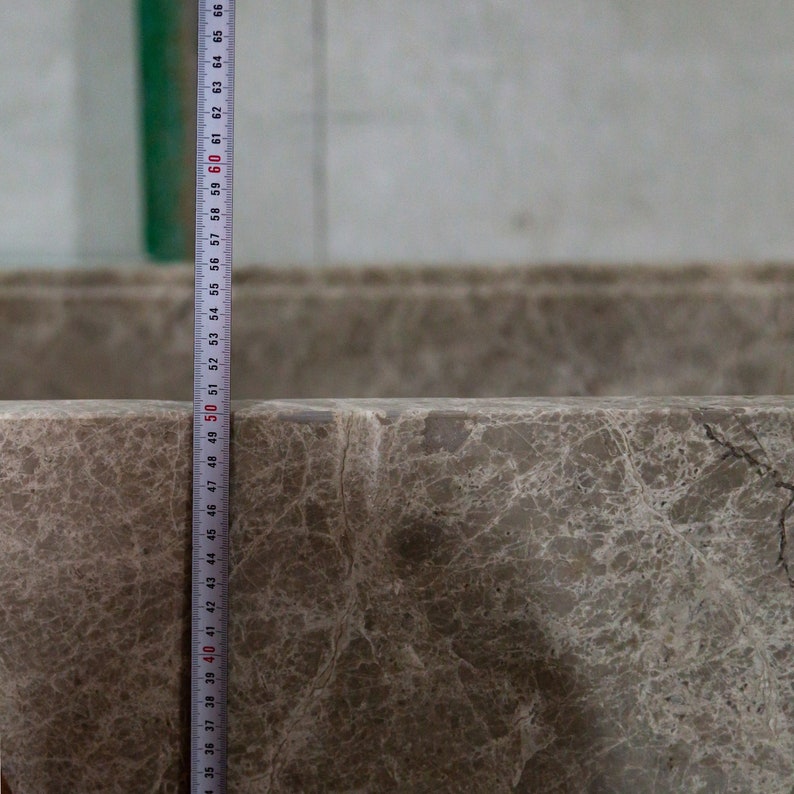 Tundra Gray Marble Bathtub Hand-carved from Solid Marble Block (W)29.5