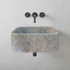 Tundra Gray Marble Rectangular Wall-mount Bathroom Sink (W)12