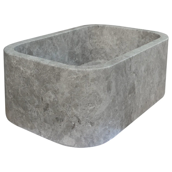 Tundra Gray Marble Rectangular Wall-mount Bathroom Sink (W)12