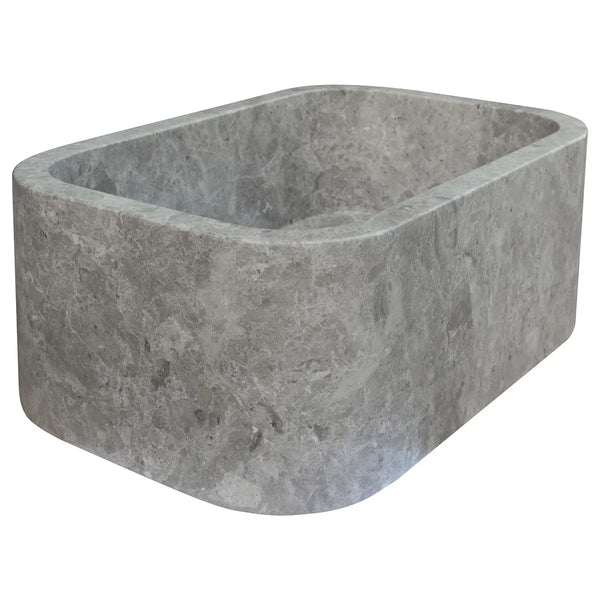 Tundra Gray Marble Rectangular Wall-mount Bathroom Sink (W)12