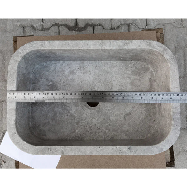 Tundra Gray Marble Rectangular Wall-mount Bathroom Sink (W)12