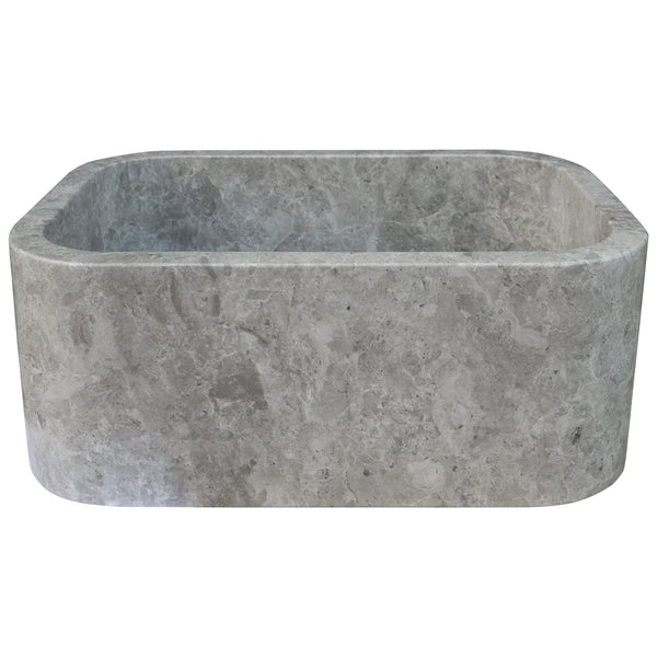 Tundra Gray Marble Rectangular Wall-mount Bathroom Sink (W)12