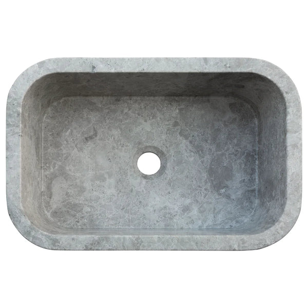 Tundra Gray Marble Rectangular Wall-mount Bathroom Sink (W)12