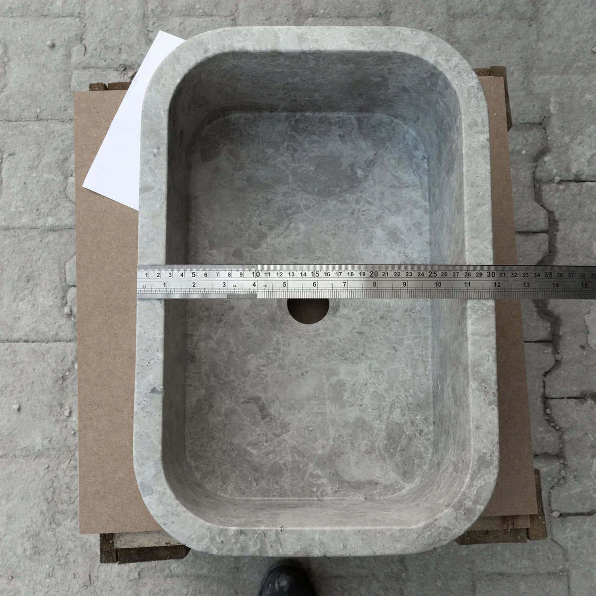 Tundra Gray Marble Rectangular Wall-mount Bathroom Sink (W)12