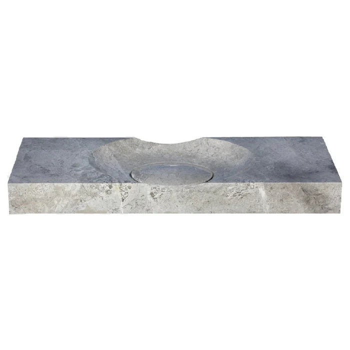 Tundra Grey Marble Rectangular Bathroom Vanity carved from Solid Block (W)18