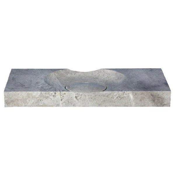 Tundra Grey Marble Rectangular Bathroom Vanity carved from Solid Block (W)18