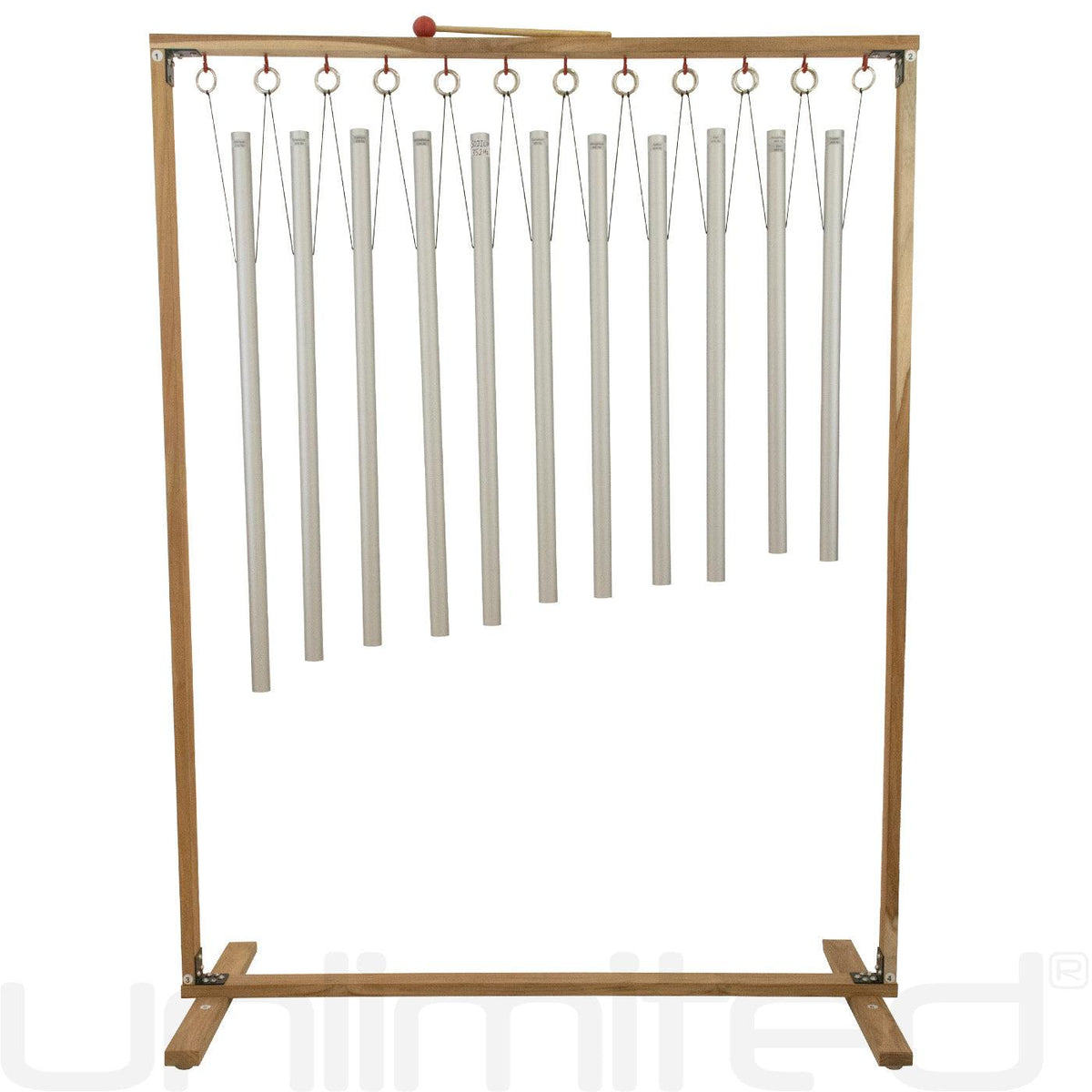 Set of 11 Mineral Nutrient Tuned Healing Chimes with Framed Wood Stand