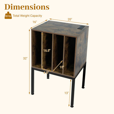 Turntable Record Player Stand with Power Outlets-Rusticbrown