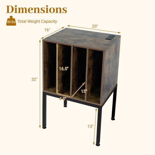 Turntable Record Player Stand with Power Outlets-Rusticbrown