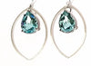 Turquoise Faceted Teardrop Silver Hoop Earrings