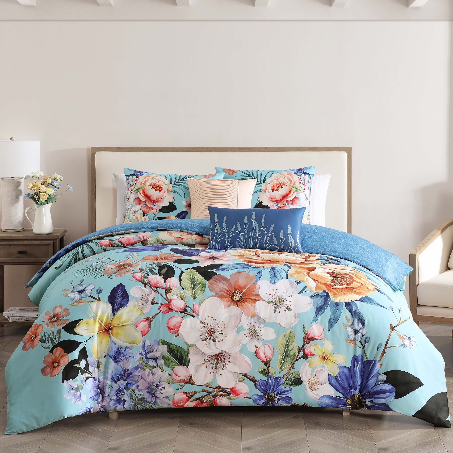 Bebejan Turquoise Reverie 5 Piece Reversible Comforter Set