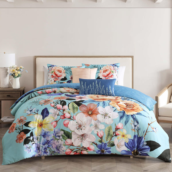 Bebejan Turquoise Reverie 5 Piece Reversible Comforter Set