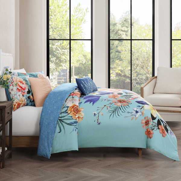Bebejan Turquoise Reverie 5 Piece Reversible Comforter Set