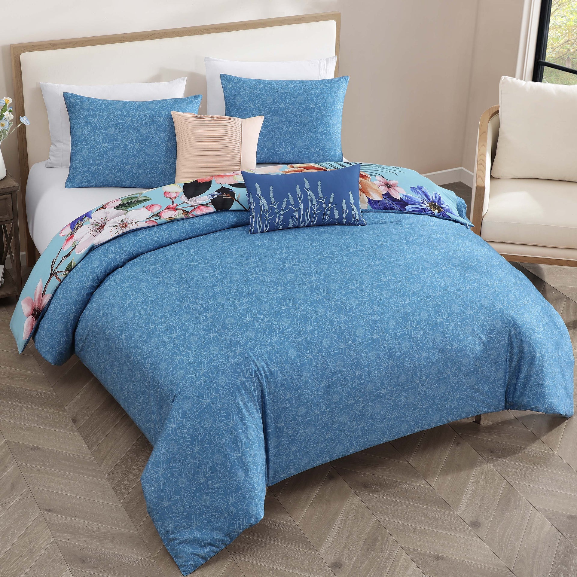 Bebejan Turquoise Reverie 5 Piece Reversible Comforter Set