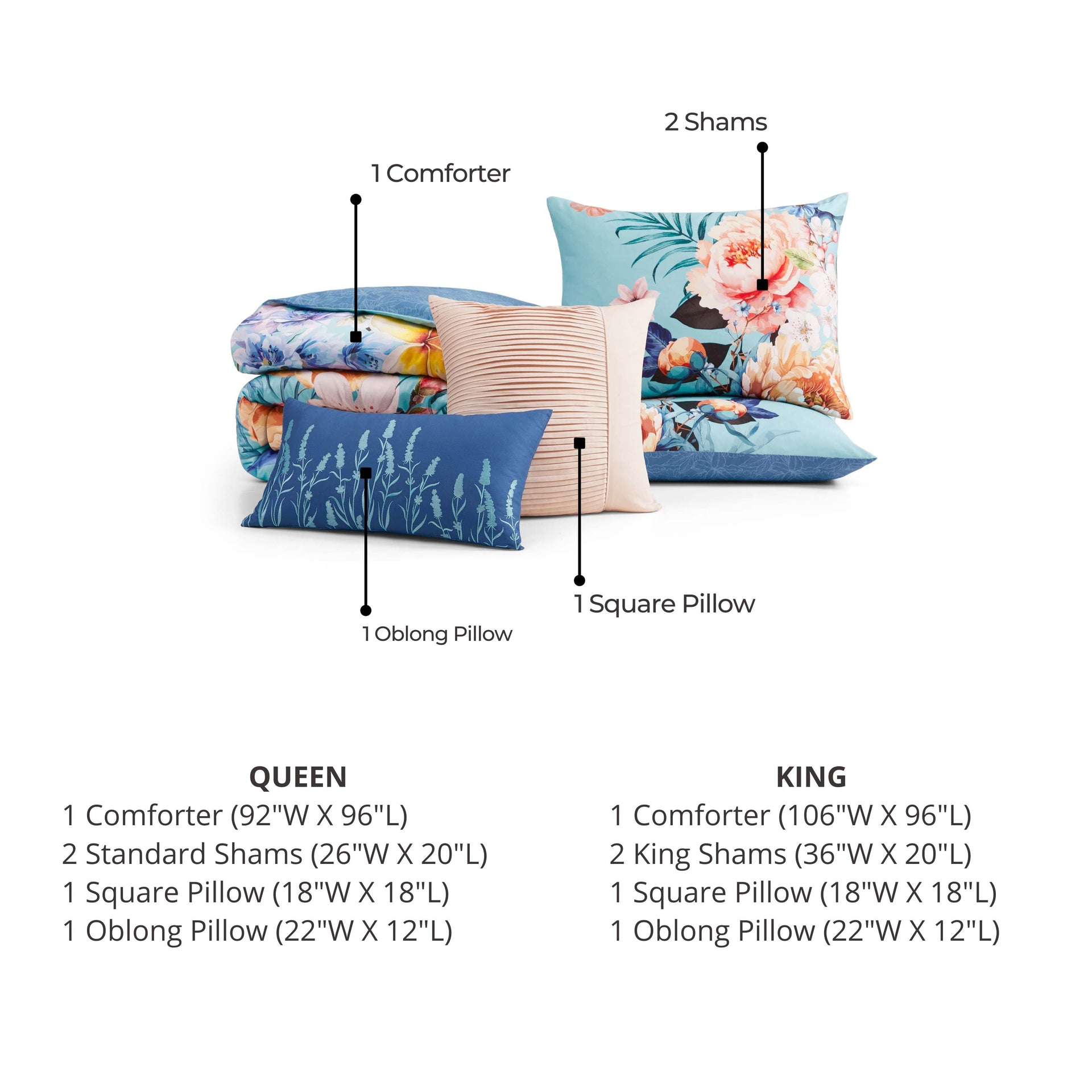 Bebejan Turquoise Reverie 5 Piece Reversible Comforter Set