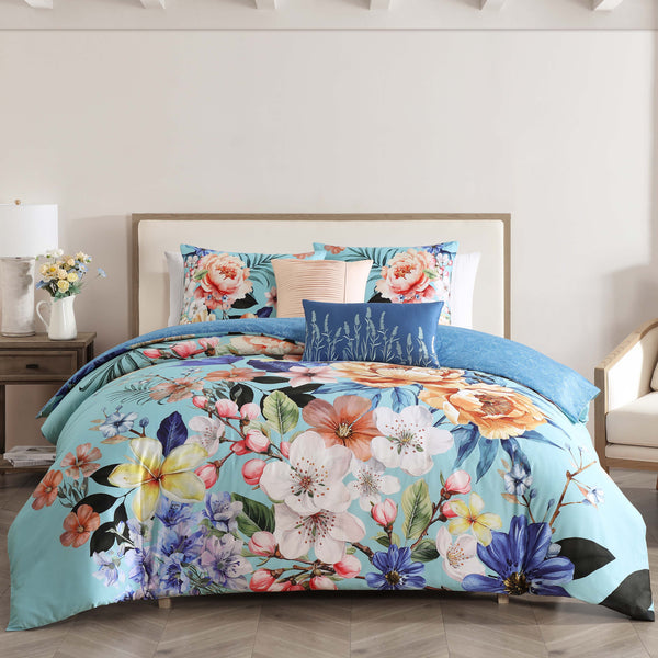 Bebejan Turquoise Reverie 5 Piece Reversible Comforter Set