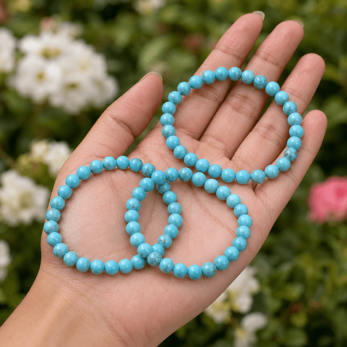 Turquoise Howlite Bracelet | Blue Howlite Bracelet (Dream Recall and Patience)