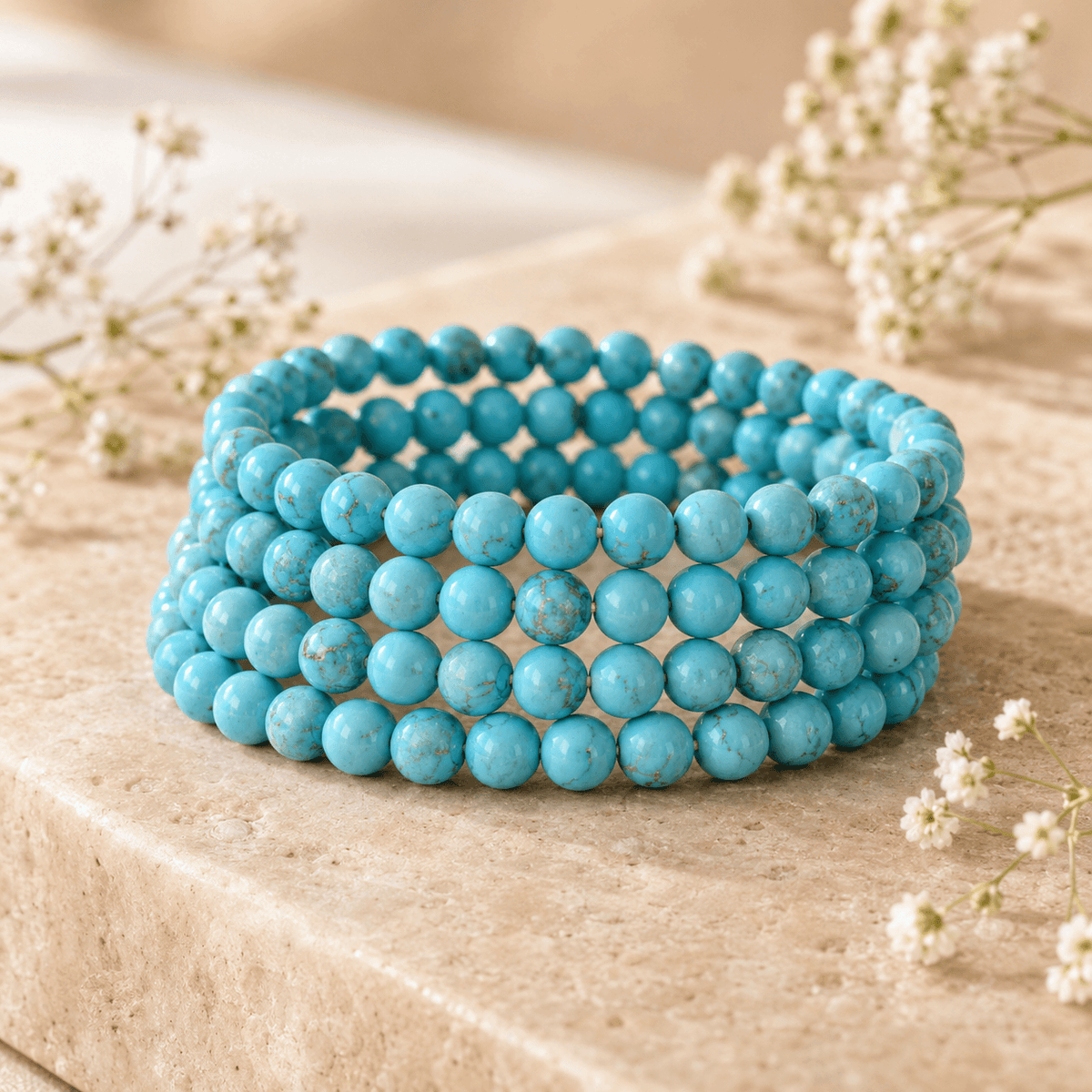 Turquoise Howlite Bracelet | Blue Howlite Bracelet (Dream Recall and Patience)