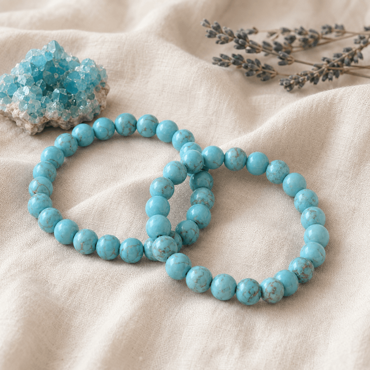 Turquoise Howlite Bracelet | Blue Howlite Bracelet (Dream Recall and Patience)