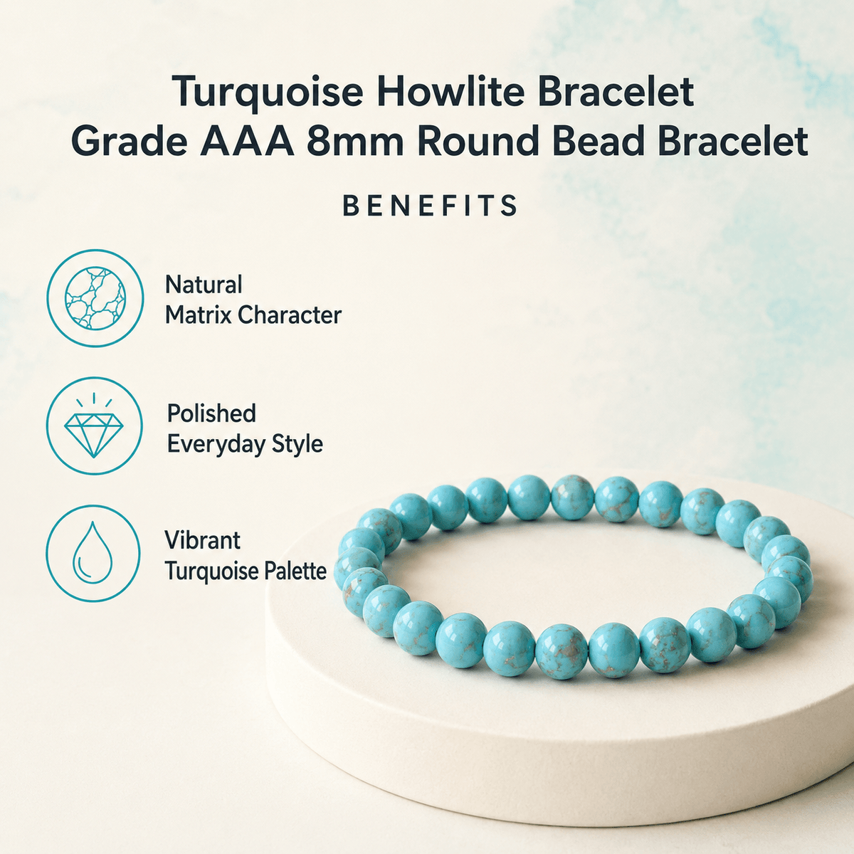 Turquoise Howlite Bracelet | Blue Howlite Bracelet (Dream Recall and Patience)