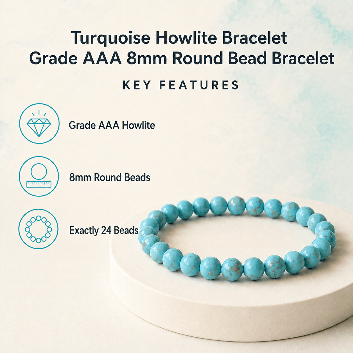 Turquoise Howlite Bracelet | Blue Howlite Bracelet (Dream Recall and Patience)